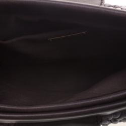 Pre Owned حقيلة كلاتش ميو ميو إطار جلد مبطنة رصاصية داكنة