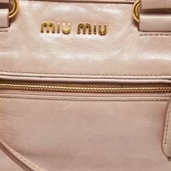 Miu Miu Light Pink Vitello Shine Leather Bauletto Satchel