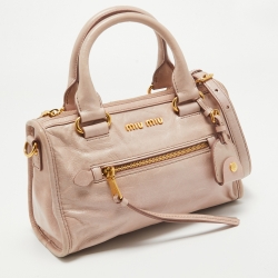 Miu Miu Light Pink Vitello Shine Leather Bauletto Satchel