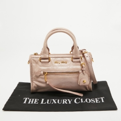 Miu Miu Light Pink Vitello Shine Leather Bauletto Satchel