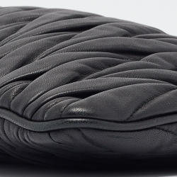 Pre Owned Miu Miu Black Matelassé Leather Frame Clutch