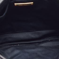 Pre Owned Miu Miu Black Matelassé Leather Frame Clutch