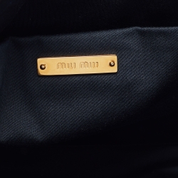 Pre Owned Miu Miu Black Matelassé Leather Frame Clutch
