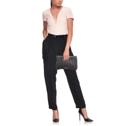 Pre Owned Miu Miu Black Matelassé Leather Frame Clutch