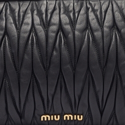 Pre Owned Miu Miu Black Matelassé Leather Frame Clutch