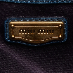 Pre Owned Miu Miu Blue Matelassé Leather Hobo with Wallet