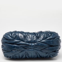 Pre Owned Miu Miu Blue Matelassé Leather Hobo with Wallet