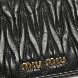 Pre Owned Miu Miu Black Matelassé Leather Bifold Card Holder
