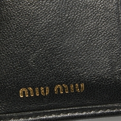 Pre Owned Miu Miu Black Matelassé Leather Bifold Card Holder