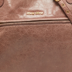 Miu Miu Old Rose Distressed Leather Charm Satchel