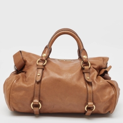 Pre Owned Miu Miu Brown Leather Side Bow Bag