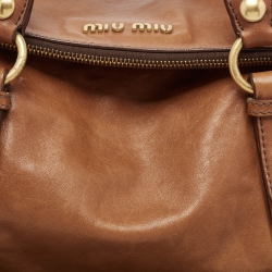 Pre Owned Miu Miu Brown Leather Side Bow Bag