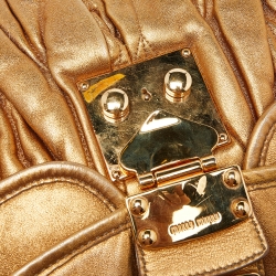 Miu Miu Gold Matelassé Leather Coffer Hobo