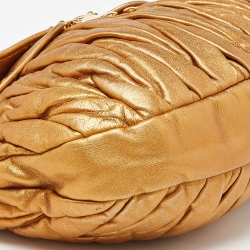 Miu Miu Gold Matelassé Leather Coffer Hobo