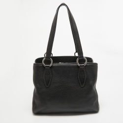 مملوكة مسبقًا Miu Miu Black Vitello Phenix Leather Zip Tote