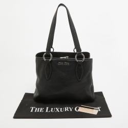 مملوكة مسبقًا Miu Miu Black Vitello Phenix Leather Zip Tote