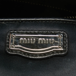 مملوكة مسبقًا Miu Miu Black Vitello Phenix Leather Zip Tote