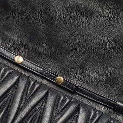 Pre Owned Miu Miu Black Matelassé Leather Flap Clutch Bag