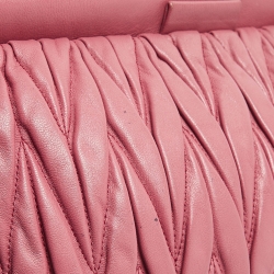 Pre Owned Miu Miu Dark Pink Matelassé Leather Frame Clutch