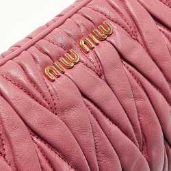 Pre Owned Miu Miu Dark Pink Matelassé Leather Frame Clutch