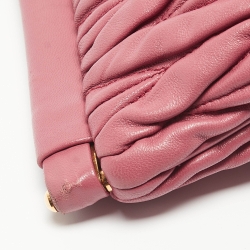 Pre Owned Miu Miu Dark Pink Matelassé Leather Frame Clutch
