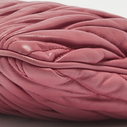 Pre Owned Miu Miu Dark Pink Matelassé Leather Frame Clutch