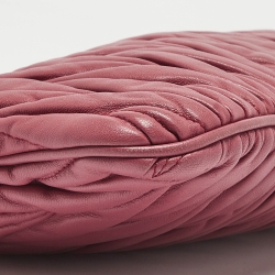Pre Owned Miu Miu Dark Pink Matelassé Leather Frame Clutch