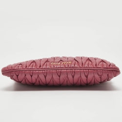 Pre Owned Miu Miu Dark Pink Matelassé Leather Frame Clutch