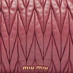 Pre Owned Miu Miu Dark Pink Matelassé Leather Frame Clutch