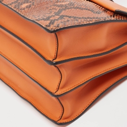 Pre Owned Miu Miu Orange Madras Patch and Python Top Handle Bag