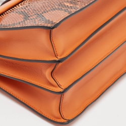 Pre Owned Miu Miu Orange Madras Patch and Python Top Handle Bag