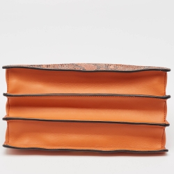 Pre Owned Miu Miu Orange Madras Patch and Python Top Handle Bag