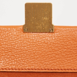 Pre Owned Miu Miu Orange Madras Patch and Python Top Handle Bag