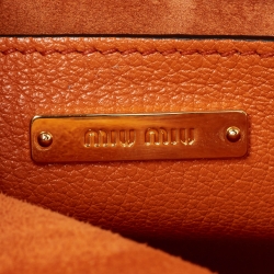 Pre Owned Miu Miu Orange Madras Patch and Python Top Handle Bag