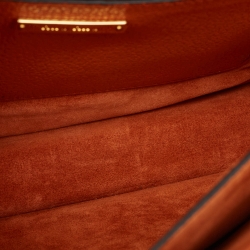 Pre Owned Miu Miu Orange Madras Patch and Python Top Handle Bag