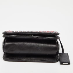 Pre Owned Miu Miu Black/Red Matelassé Leather Flap Crossbody Bag