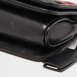 Pre Owned Miu Miu Black/Red Matelassé Leather Flap Crossbody Bag