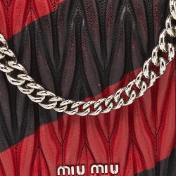 Pre Owned Miu Miu Black/Red Matelassé Leather Flap Crossbody Bag
