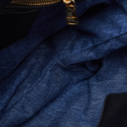 Pre Owned Miu Miu Blue Matelassé Denim Grommet Tote