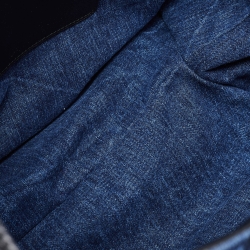 Pre Owned Miu Miu Blue Matelassé Denim Grommet Tote
