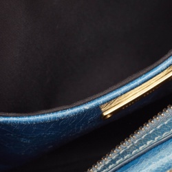 Miu Miu Blue Vitello Shine Leather Satchel