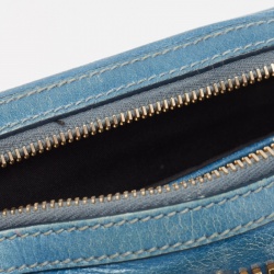 Miu Miu Blue Vitello Shine Leather Satchel