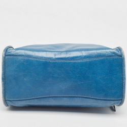 Miu Miu Blue Vitello Shine Leather Satchel