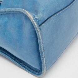 Miu Miu Blue Vitello Shine Leather Satchel