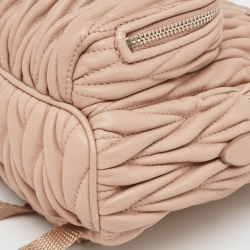 Miu Miu Old Rose Matelassé Leather Mini Backpack