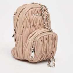Miu Miu Old Rose Matelassé Leather Mini Backpack