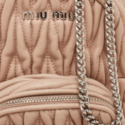 Miu Miu Old Rose Matelassé Leather Mini Backpack