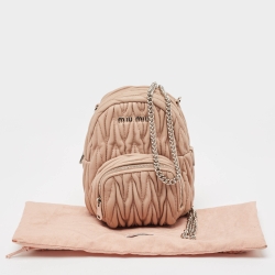 Miu Miu Old Rose Matelassé Leather Mini Backpack
