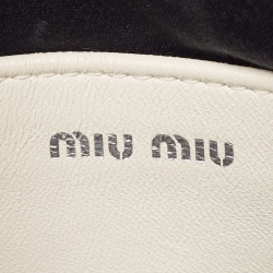 Miu Miu White Matelassé Leather Pearl Embellished Chain Bag