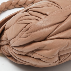 Miu Miu Beige Matelassé Leather Small Coffer Hobo